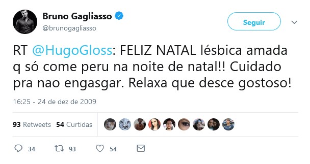 Bruno Gagliasso: tuítes antigos com piadas gays caem na rede