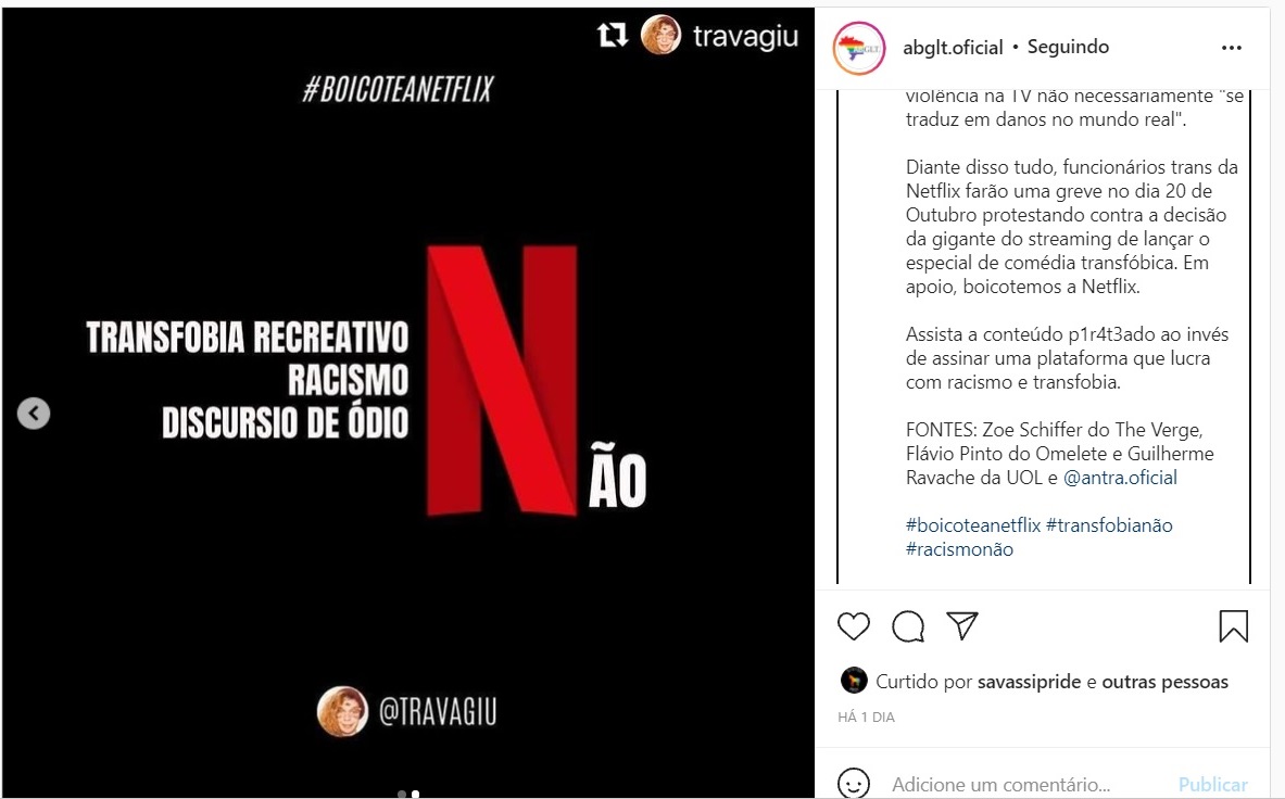 ABGLT: entidade divulga post em que incentiva crime de pirataria