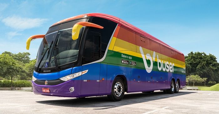 Buser: empresa de ônibus colaborativo pinta veículos das cores da bandeira LGBT