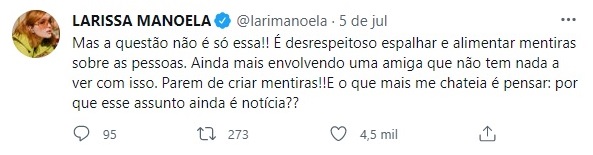 Atriz Larissa Manoela nega ser lésbica