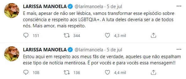 Atriz Larissa Manoela nega ser lésbica