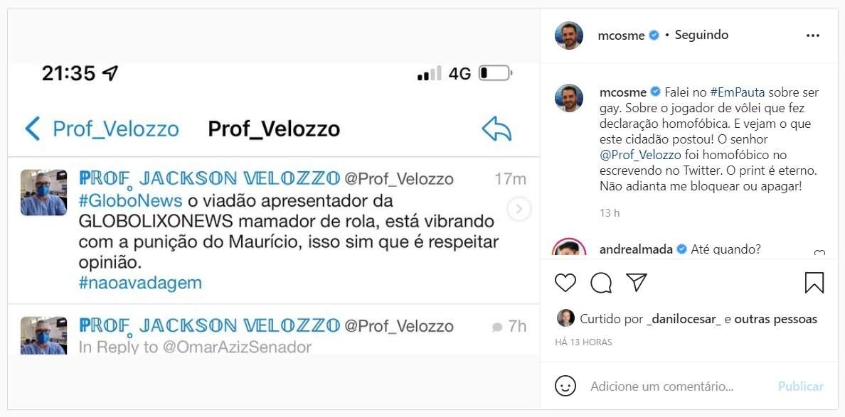 Comentário homofóbico em rede social deixa Maurício Souza sem