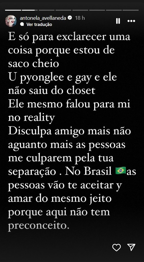 Antonella diz que Pyong Lee é gay