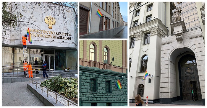 Embate: no aniversário de Putin, ativistas hasteiam bandeira LGBT