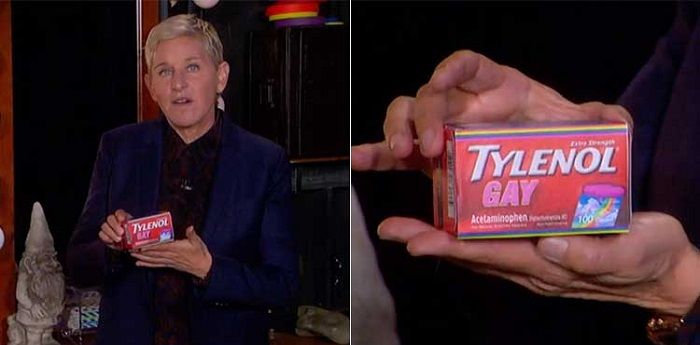 Com humor, Ellen DeGeneres promove 'Tylenol gay'